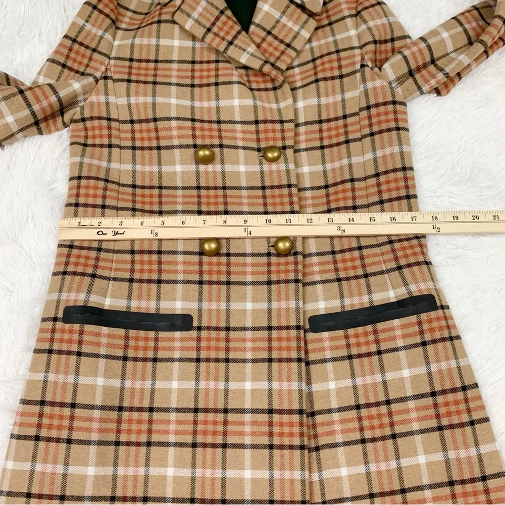 Tory Burch wool blend plaid double‎ breasted coat